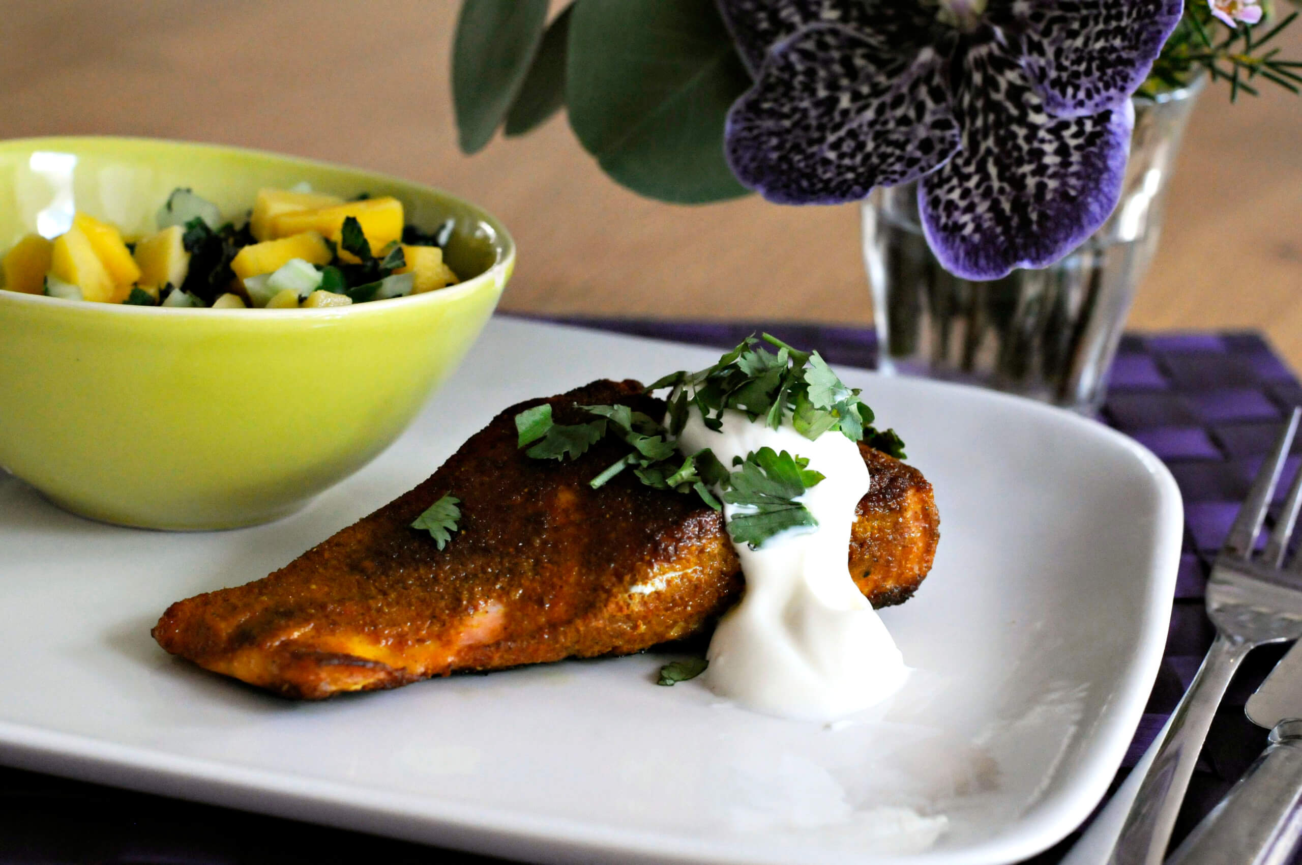 Indian Salmon with spicy Mango and Cucumber Salsa no 1