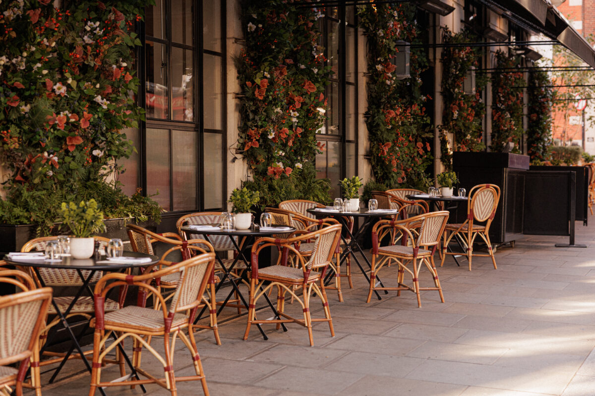 108 Brasserie Marylebone Autumn Terrace with British roasts and rustic setting